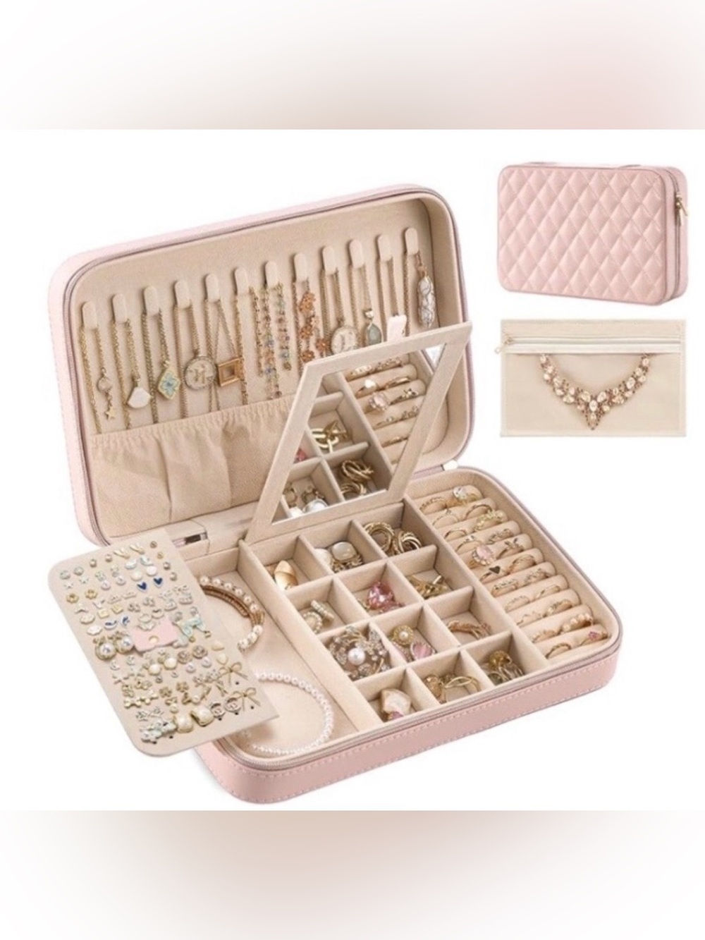 Large Pink Jewelry Travel Organizer Case NWOT
